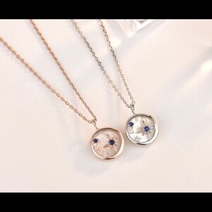 Moon and Star Necklace - Sterling Silver / Rose Gold Plated